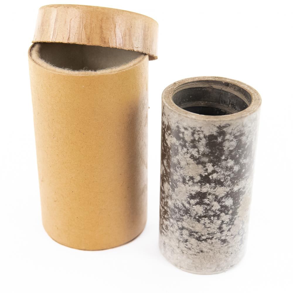 Edison Brown Wax Cylinder Record: This lot includes a brown wax phonograph cylinder record along with its matching protective cardboard storage tube canister. Produced in the early 20th century, these early audio recordings were made