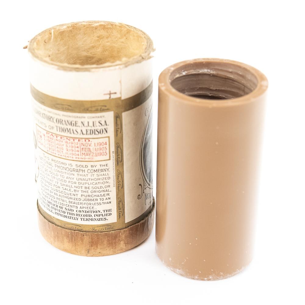 Brown Wax Cylinder Record 4547: Brown wax cylinder record, "Chimes of Trinity," sung by pioneer recording artist Mr. Steve Porter. The handwritten notes attribute the recording to the Columbia Phonograph Co. of New York City with a
