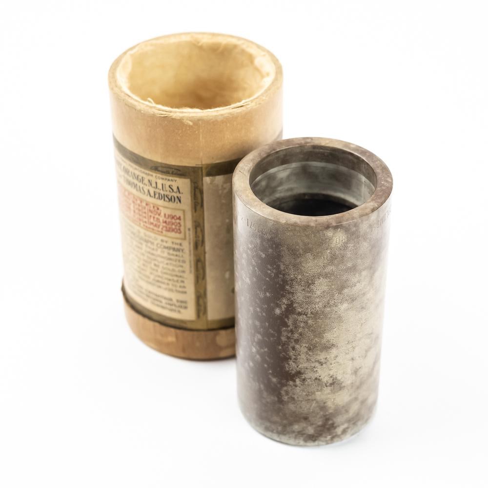 Columbia Brown Wax Cylinder 31671: Columbia brown wax cylinder 31671 “He Laid Away A Suit of Gray” sung by Geo. J. Gaskin. Structurally sound with no cracks or detrimental scratches. Mold, white discoloration on areas of cy