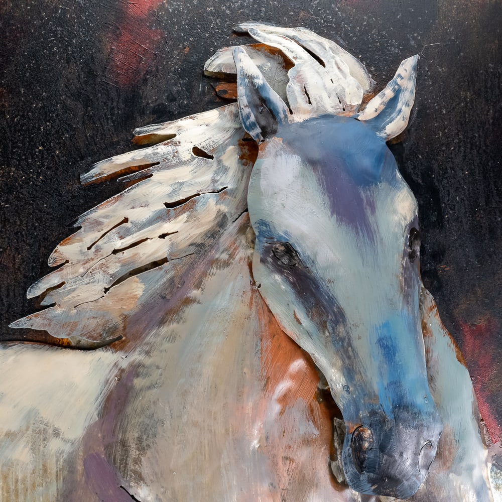 White Stallion 3D Metal Wall Art - 3