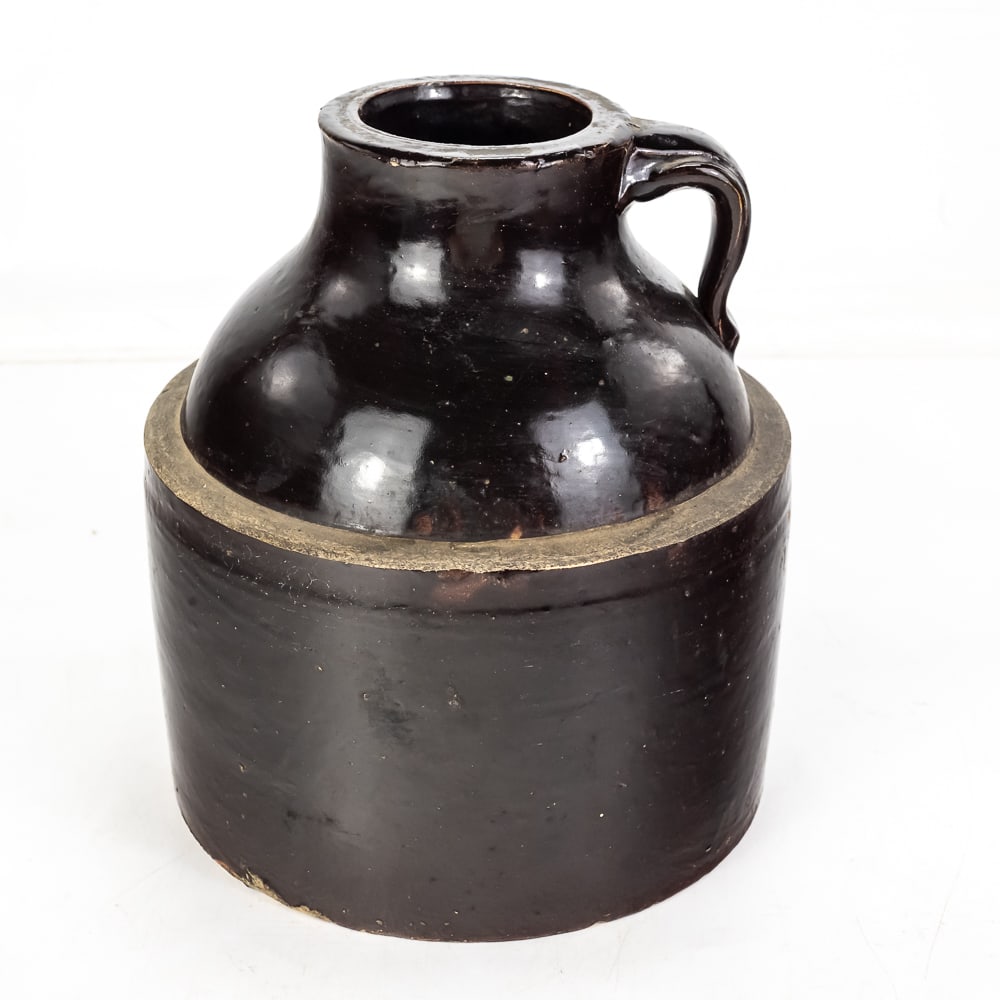 Antique Brown-Glazed Stoneware Whiskey Jug (1 of 7)