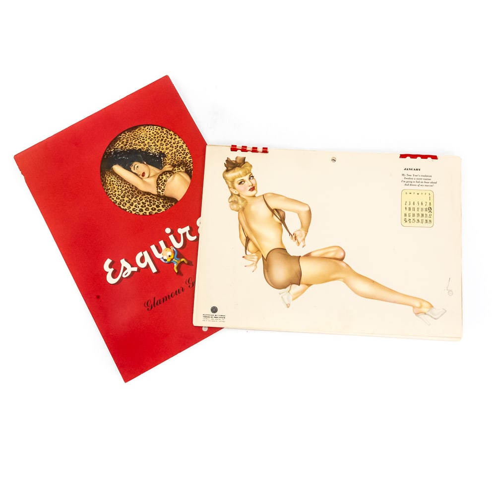 1948 Esquire & 1949 Varga Calendars: This collection features two iconic examples of mid-century American calendar art, both complete and in very good overall condition. Included is a 1948 Esquire "Glamour Gallery" wall calendar