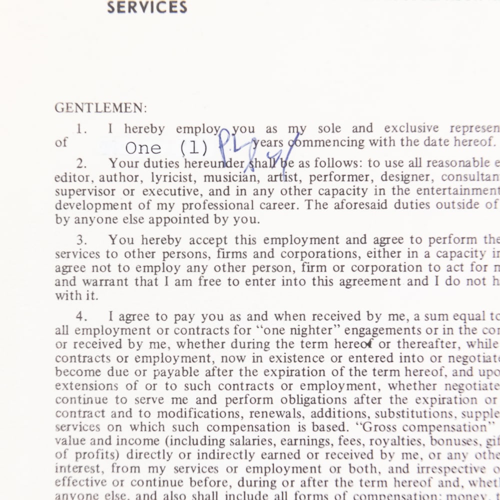 Peggy Lipton Autographed 1971 Warner Bros Contract - 3