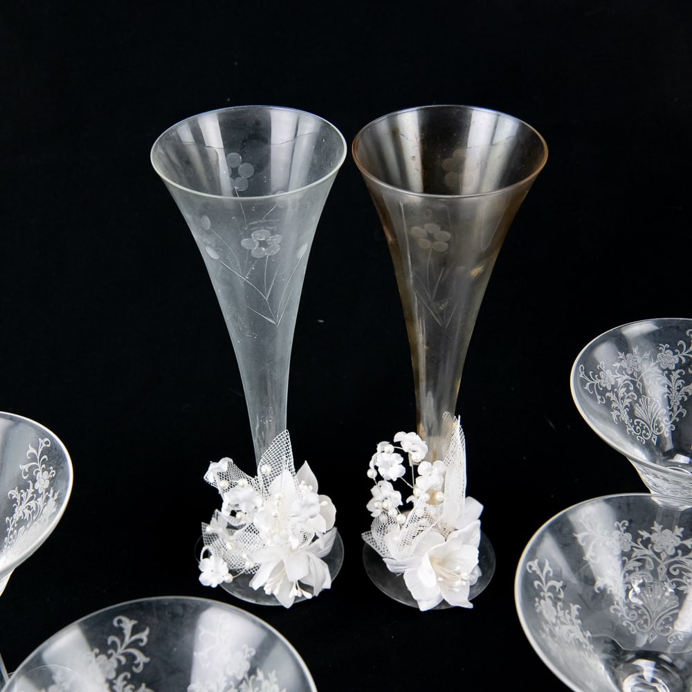 Etched Floral Crystal Stemware Collection - 7