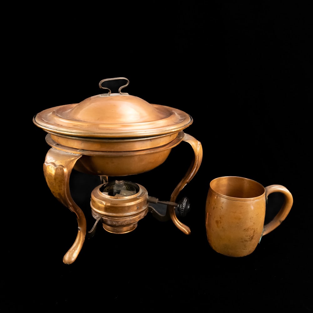 Silver Plate and Copper Chafing Set with Serveware - 2