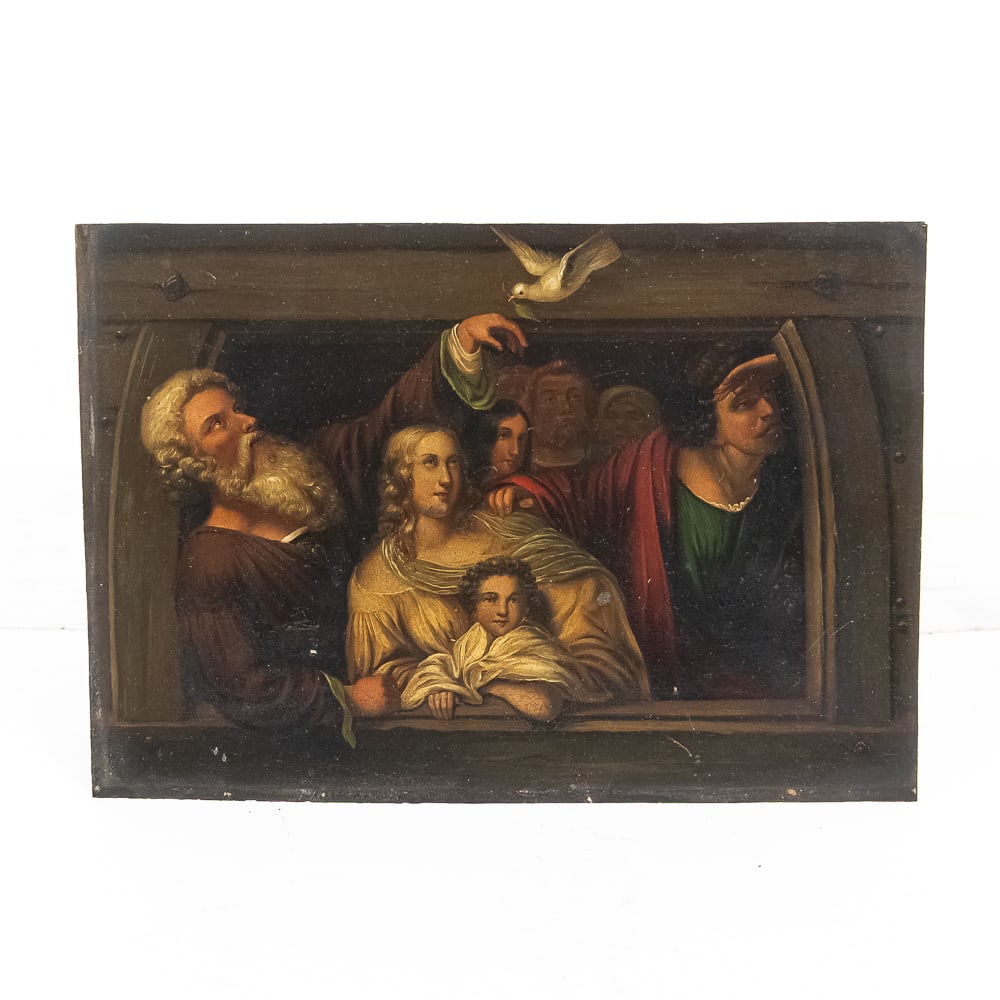 Antique Oil Painting on Metal Panel (1 of 8)