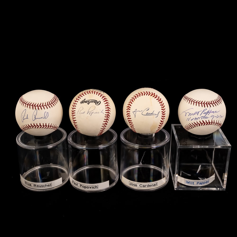 Cardenal Pappas Popovich Reuschel Signed Baseballs (1 of 9)