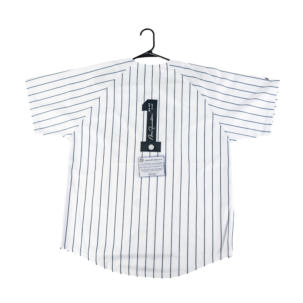 Bobby Richardson Autographed NYY Jersey w COA: Bobby Richardson autographed ('60 WS MVP inscription) New York Yankees pinstripe jersey featuring Schwartz Sports COA. Centralized silver felt tipped signature with inscription. Ready to be framed up!