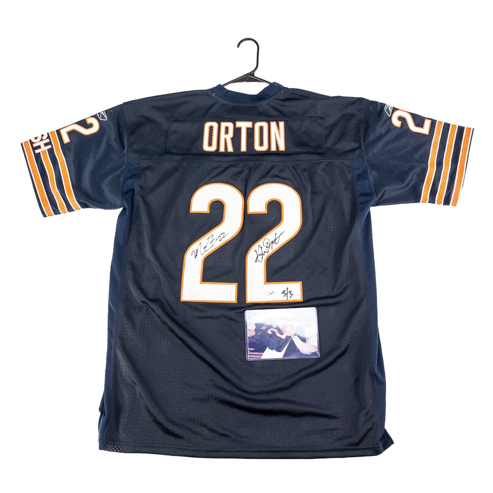 K. Orton & M. Forte Autographed Mismatched Jersey: Mismatched Matt Forte #22 with Kyle Orton "name plate" autographed single Chicago Bears Reebok Size 52 Blue (Home) Jersey featuring actual photo of the BOTH FORTE & ORTON signing this jersey. The comp