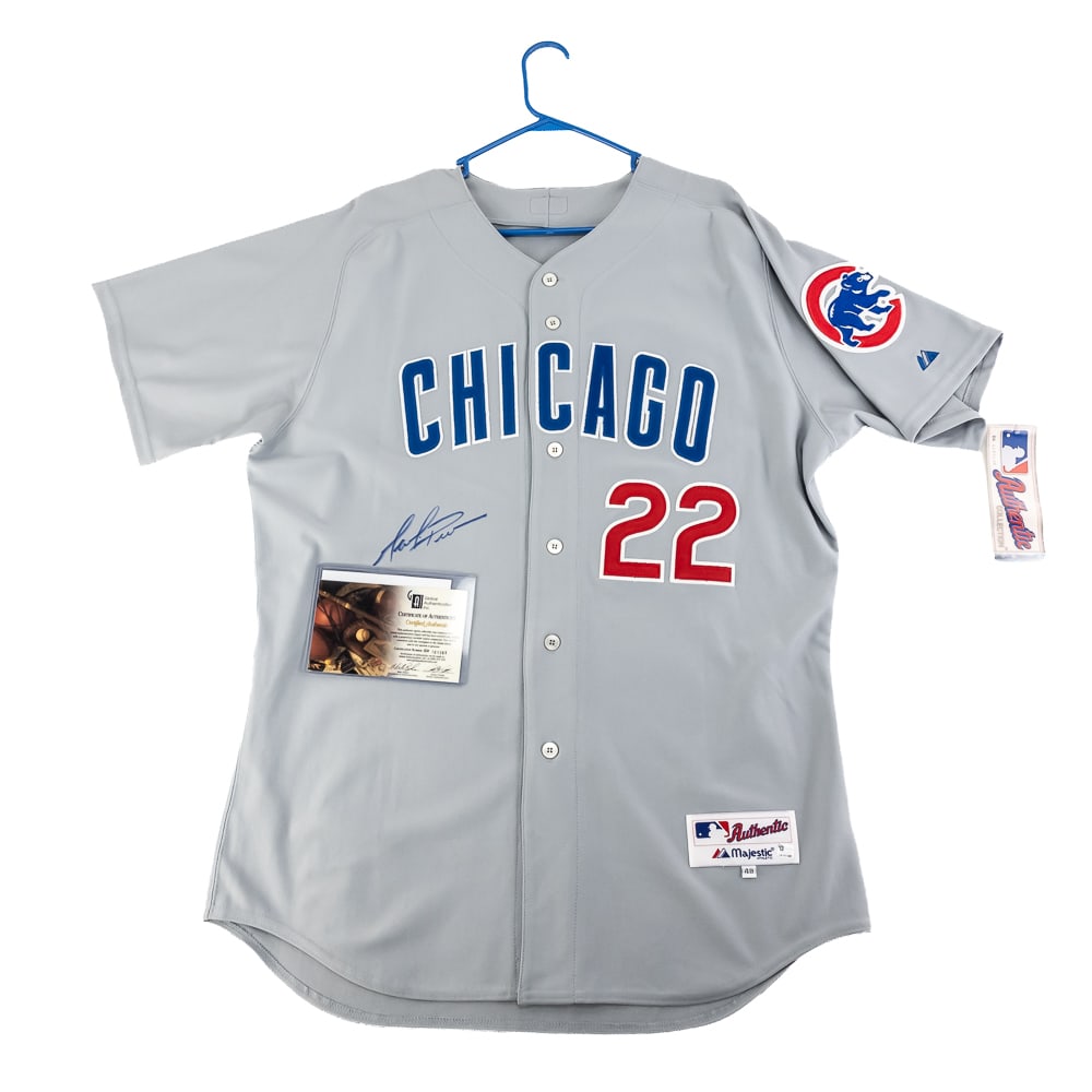Mark Prior Signed Team Issued Cubs Jersey w COA: Mark Prior autographed Chicago Cubs TEAM ISSUED NWT Majestic jersey featuring Global Authentication COA w signing photo. Bold blue felt tipped signature on front. Ready to be framed up!! Perfect addit