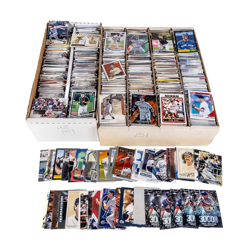 (4K-6K) MLB Baseball Card Assortment HOF All Star+: Collection of 4000-6000 +/- assorted MLB Baseball card assortment featuring All Star & HOF 'ers, some refractors and rookies along with Up and Comers and some set builders. Cards shown are just random