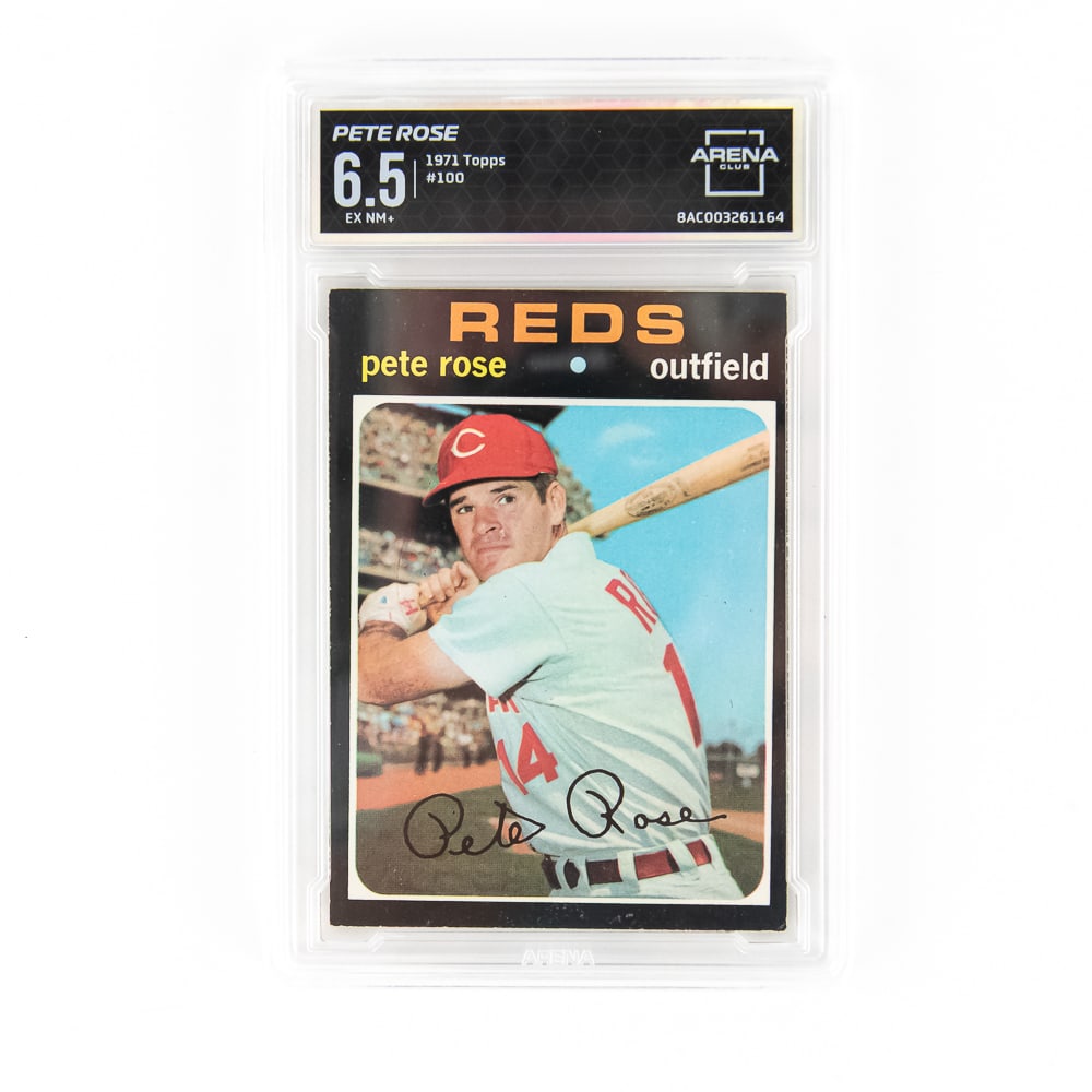 1971 Topps Pete Rose #100 Arena 6.5 HIT KING: 1971 Topps Pete Rose #100, Arena Club slabbed and graded 6.5. HIT KING !!! Perfect addition to your collection. Must have card, great gift idea. Please use photos to judge condition and bid accordingl