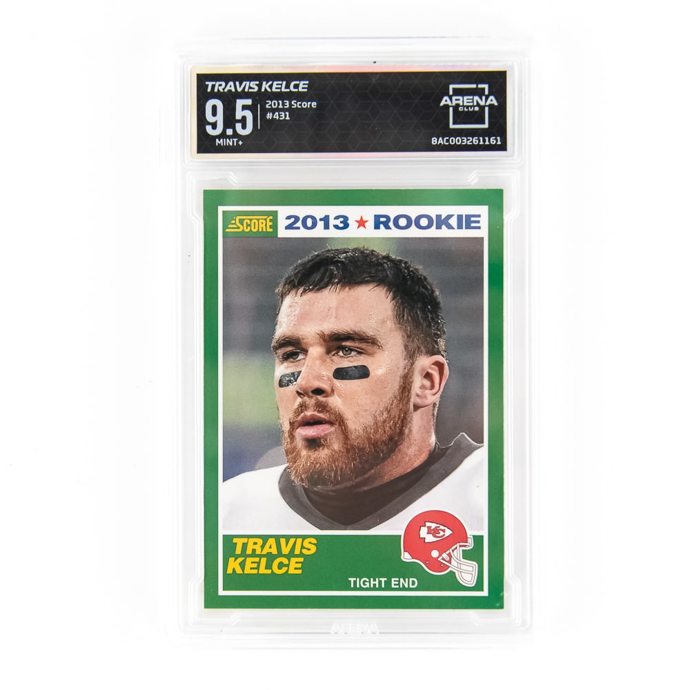 2013 Travis Kelce Score #431 Rookie Card Arena 9.5: 2013 Travis Kelce Score #431 Rookie Card, Arena Club slabbed and graded 9.5. Must Have Card !! Perfect addition to your collection, please use photos to judge condition and bid accordingly.