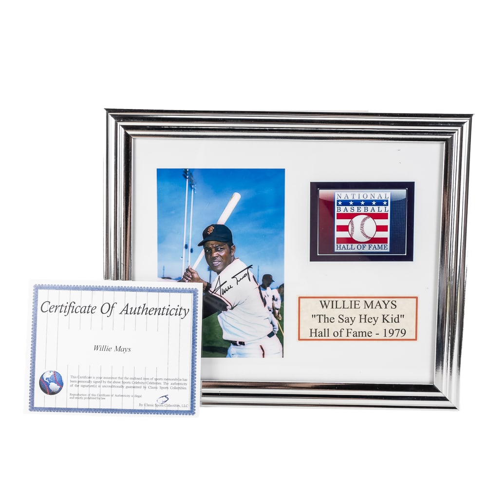 Willie Mays HOF Signed Framed Photo w COA Say Hey: Willie Mays "The Say Hey Kid" Hall of Fame -1979 signed and framed 8 x 10 photo with Classic Sports Collectibles COA. Perfect addition to your home or office, please use photos to judge condition and