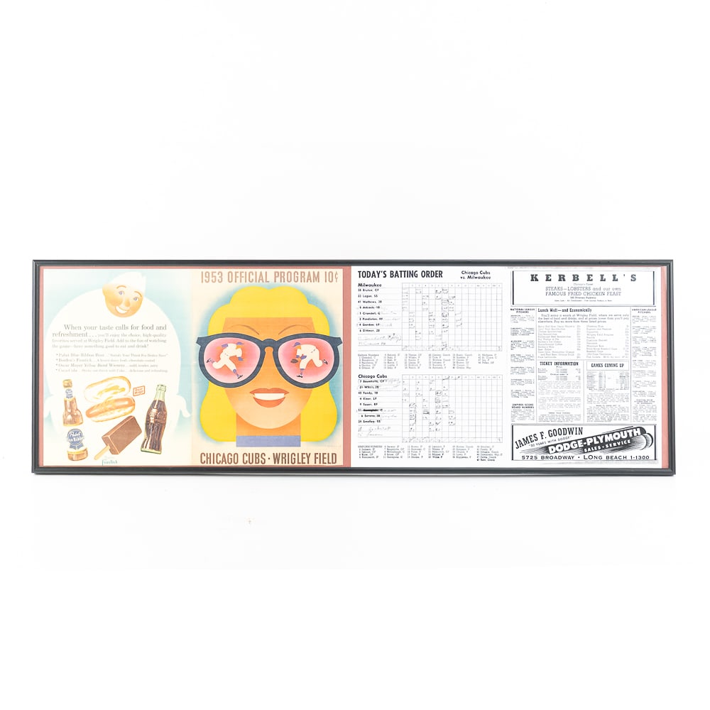 1953 Chicago Cubs Wrigley Field Framed Program (1 of 10)