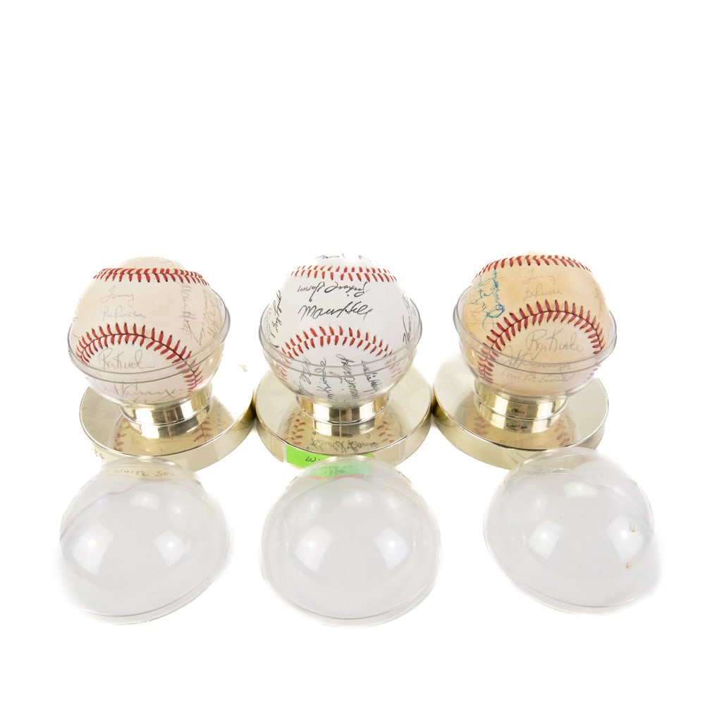 '83 & '84 Chicago White Sox Auto & Facsimile Balls: Collection showcases 1983 & 1984 Chicago White Sox Team Autographed Rawlings Official American League baseballs along with 1984 facsimile autographed baseball. From the Bobby O'Neill collection.