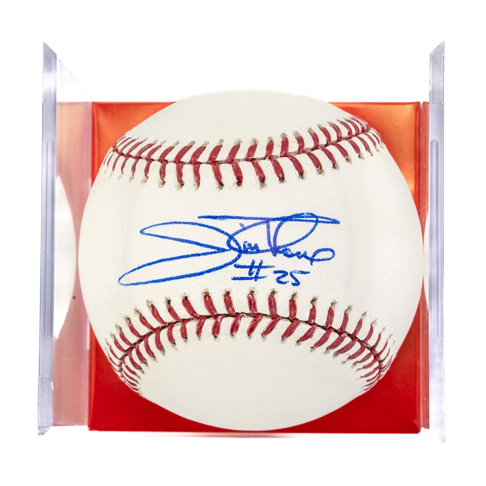 Jim Thome AUTOGRAPHED Baseball w COA: MLB Baseball Hall of Fame inductee Jim Thome Autographed Rawlings Official Major League Allan H. Selig Baseball showcasing bold blue ball ink Sweet Spot Signature; perfectly accented with MLB COA