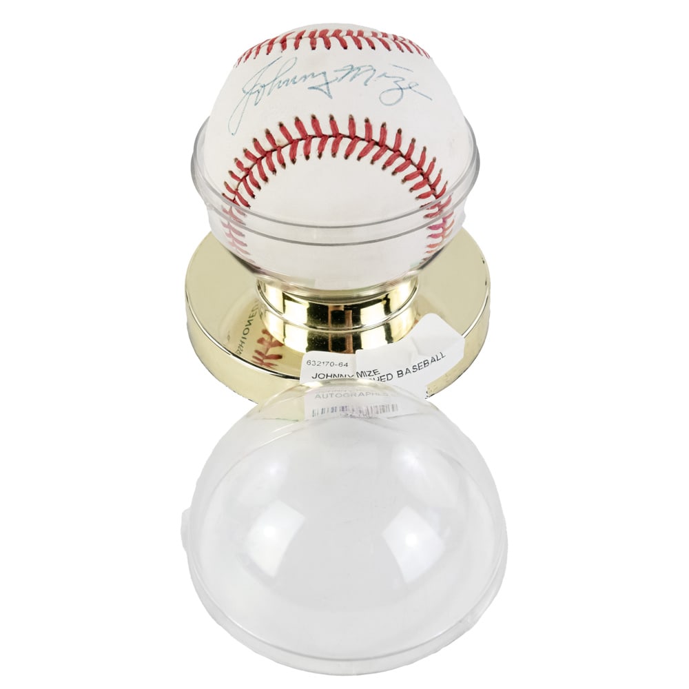 Johnny Mize Autographed Rawlings NL Baseball: 10 time All Star, 4 time NL Home Run Leader & 5 time World Series Champion Johnny Mize Autographed Rawlings Official National League A. Giamatti baseball; perfectly accented with bold black ball ink
