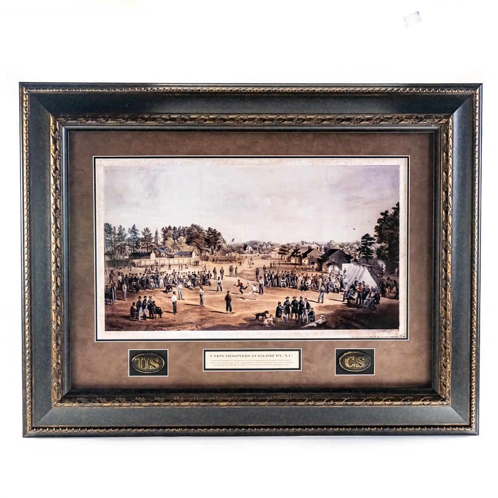 Union Prisoners At Salisbury N.C.: Title: “Union Prisoners at Salisbury, NC”Print Size: 20” tall by 33” wideFrame Size: Large - 36” tall by 48” wide (archival mattes and non-glare gallery