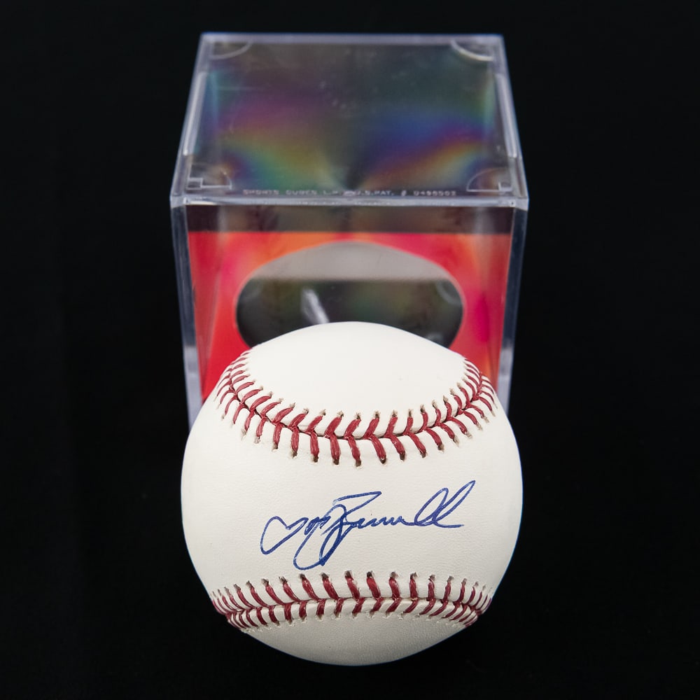 Jeff Bagwell Autographed Rawlings MLB Baseball: Jeff Bagwell Autographed Rawlings Official Major League Baseball showcasing bold blue ball ink sweet spot signature and presented in acrylic display. From the Bobby O'Neill collection.