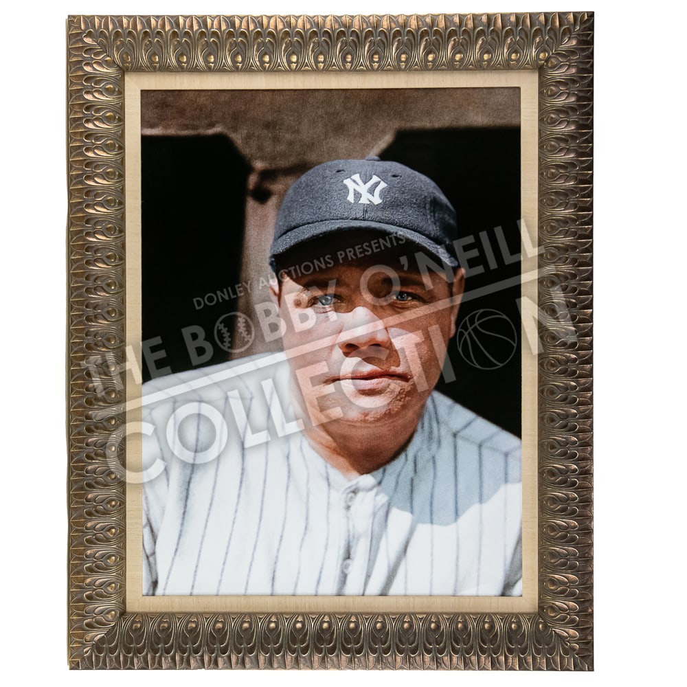 Massive Color Babe Ruth Framed Print: Title: Color Babe Ruth – 1924Original Photographer: Charles Martin ConlonPhoto Location & Date: Yankee Stadium - 1924Print Size: 30” wide by 40” tallPrint Finish: Chromeluxe