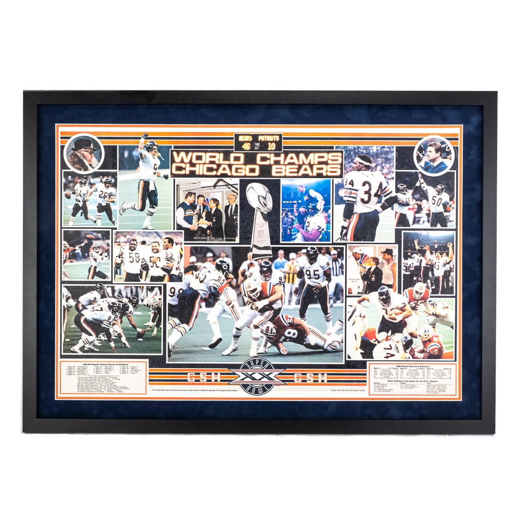 Framed Chicago Bears World Champs Print: 29.5"t x 40"lFrom the Bobby O'Neill collection.
