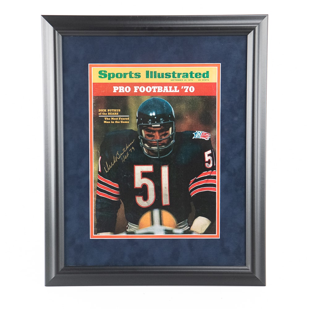 Dick Butkus – 1970 SI Cover: Title: Dick Butkus – 1970 SI CoverSports Illustrated Edition Date: September 21st, 1970SI Cover Byline: Dick Butkus of the Chicago Bears – The Most Feared Man in the NFLSignature & Authent