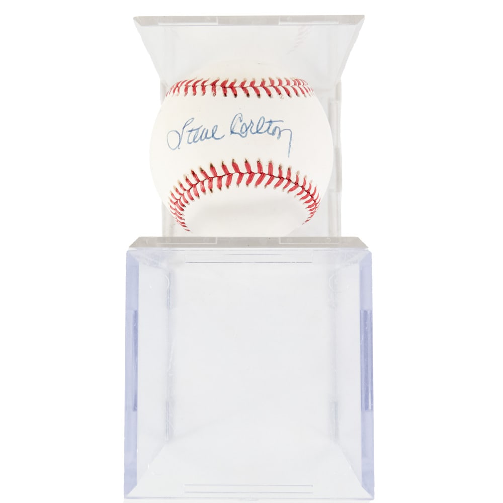 Steve Carlton Autographed Rawlings NL Baseball: Steve "Lefty" Carlton Autographed Rawlings Official William White National League Baseball featuring a handsome bold blue ball ink sweet spot signature. From the Bobby O'Neill collection.