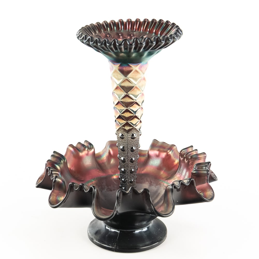 Carnival Glass: Dugan Epergne 2-Pc Lot (1 of 6)