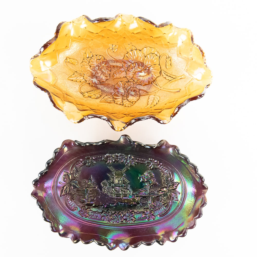 Carnival Glass: Pickle Dishes 2-Pc (1 of 8)
