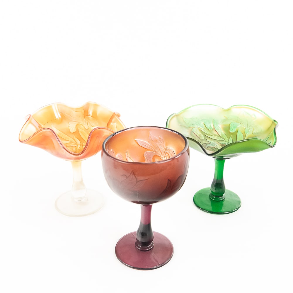 Carnival Glass: Fenton Iris 3-Pc Lot (1 of 12)