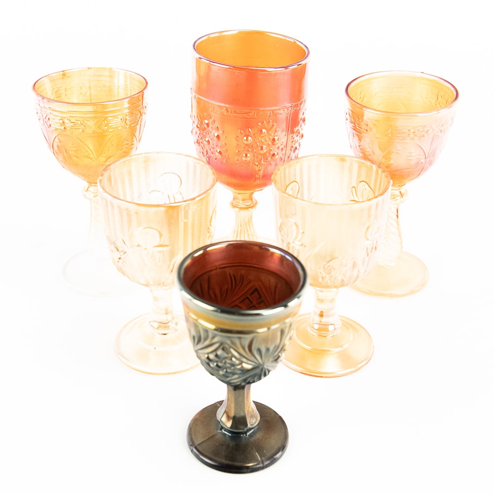 Carnival Glass: Drinkware 6-Pc Lot (1 of 12)