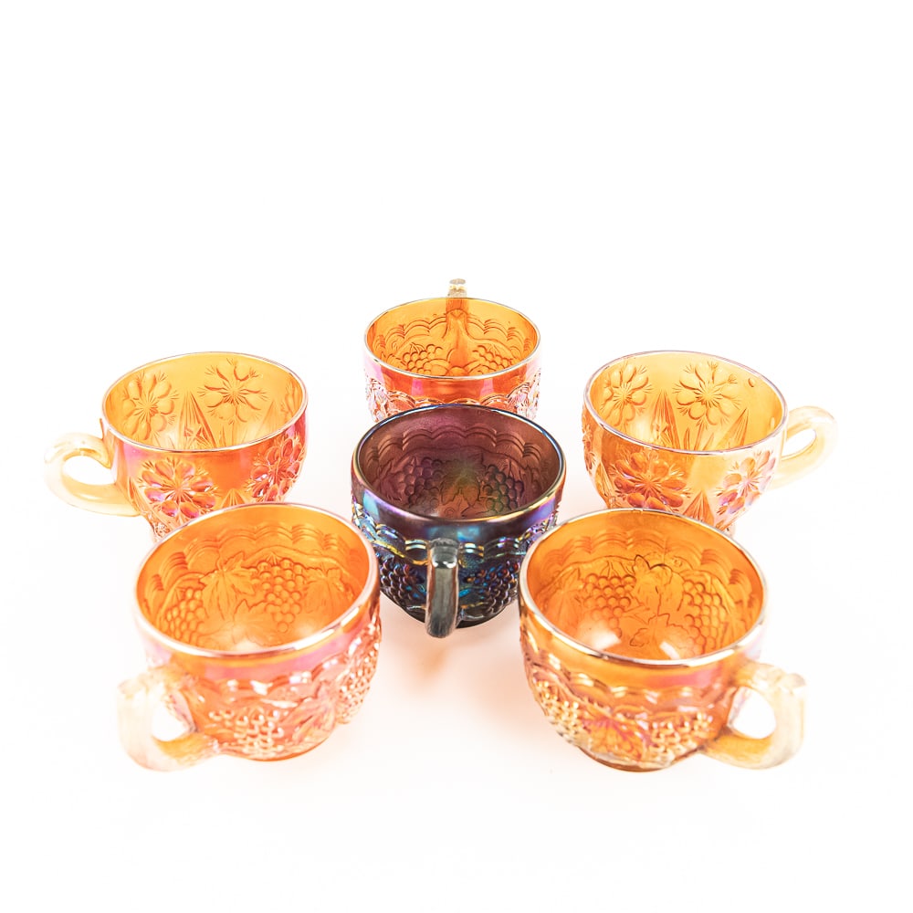 Carnival Glass: Imperial Grape Punch Cups (6) (1 of 6)