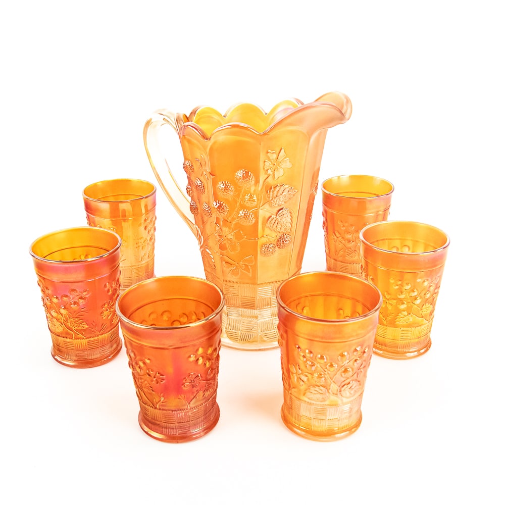 Carnival Glass N'wood Raspberry 7-Pc Set (1 of 8)