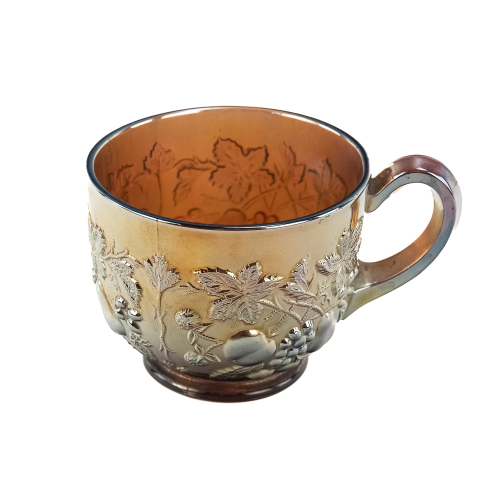 Carnival Glass: Millersburg Multi-Fruit/Flower Cup: Amethyst. Tough little punch cup in good condition. See photos to judge condition and bid accordingly.