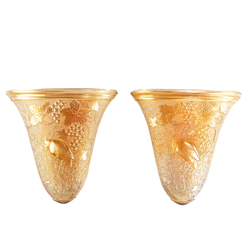 Carnival Glass: Wall Pockets 2-Pc Lot (1 of 8)