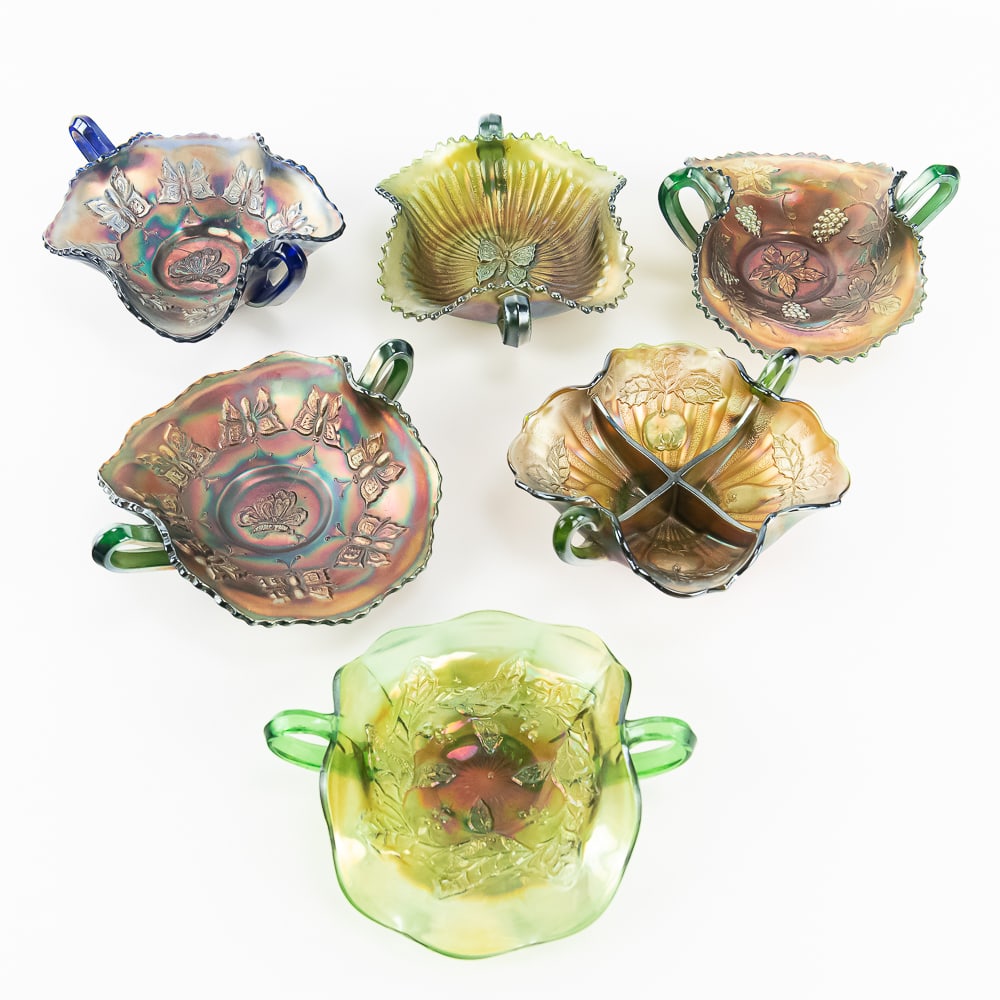 Carnival Glass: Assorted Bonbons 6pc Lot (1 of 17)