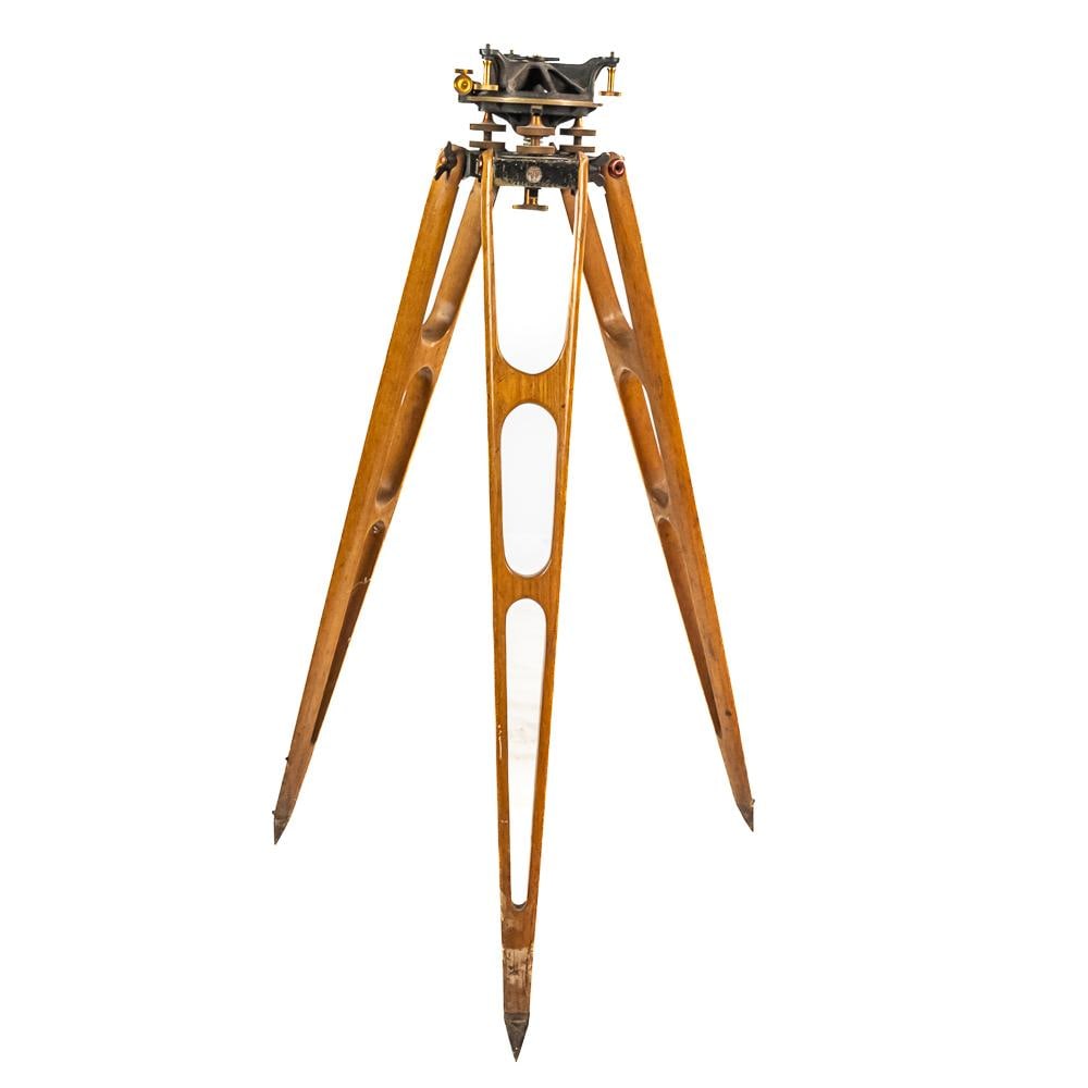 Antique C.L. Berger & Sons Survey Tripod: This is a remarkably well-preserved example of American precision engineering: an antique surveying tripod manufactured by the esteemed C.L. Berger & Sons of Boston, Massachusetts. Featuring the