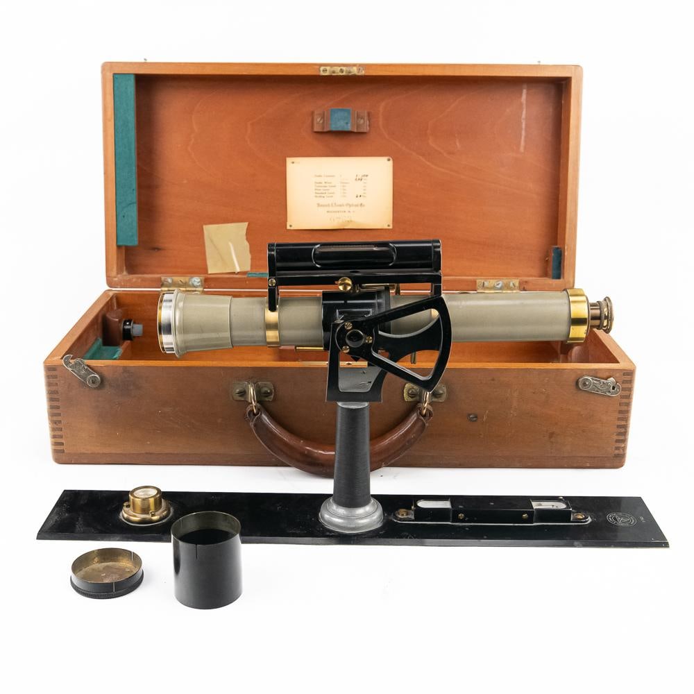 Bausch & Lomb Model 90 Alidade & Case: This Bausch & Lomb Model 90 "Topographic" High Post Plane Table Alidade was manufactured in Rochester, NY, circa 1914Ã¢â‚¬â€œ1916 during the "Triple Alliance"