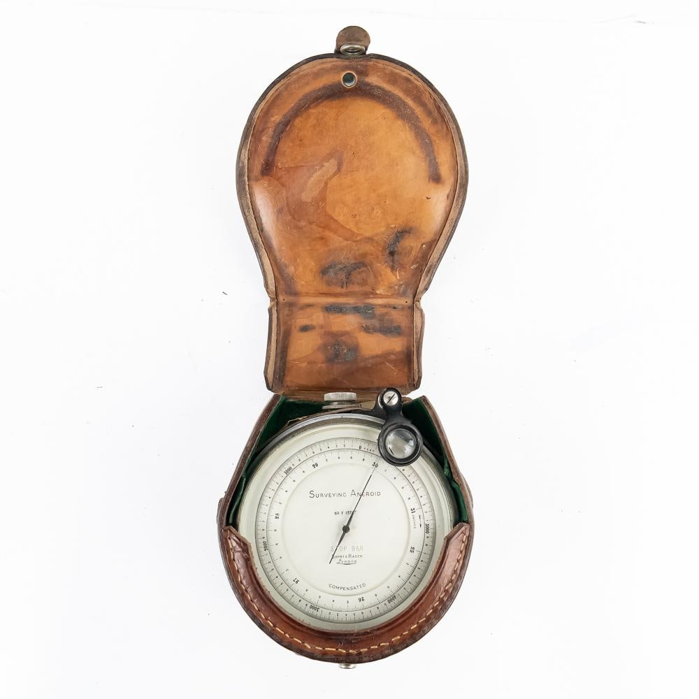 Vintage USGS Short & Mason Altimeter: Vintage USGS Short & Mason Altimeter This professional-grade surveying aneroid altimeter was manufactured by the renowned firm Short & Mason of London, a name synonymous with high-precision