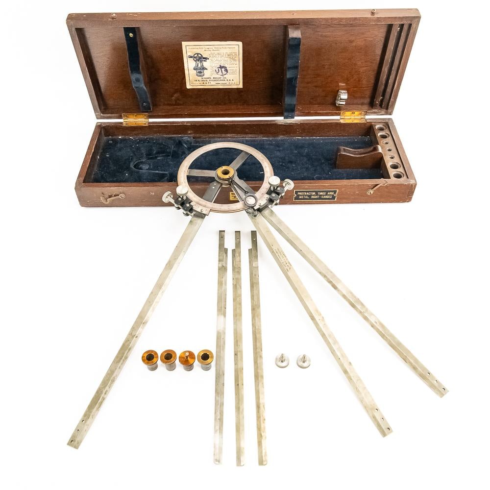 Warren Knight Station Pointer 1940 WWII Navy: WWII US Navy 3-Arm Metal Protractor This is an exceptional World War II-era U.S. Navy Bureau of Ships 3-arm metal protractor, also known as a station pointer, precision-engineered by the