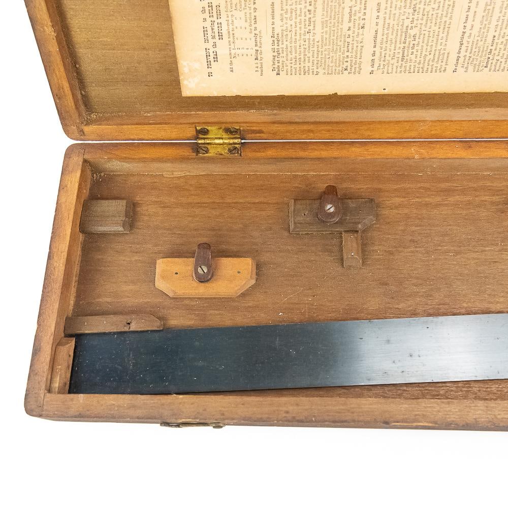 Antique Wooden Cased Trigonometer Drafting Tool - 12