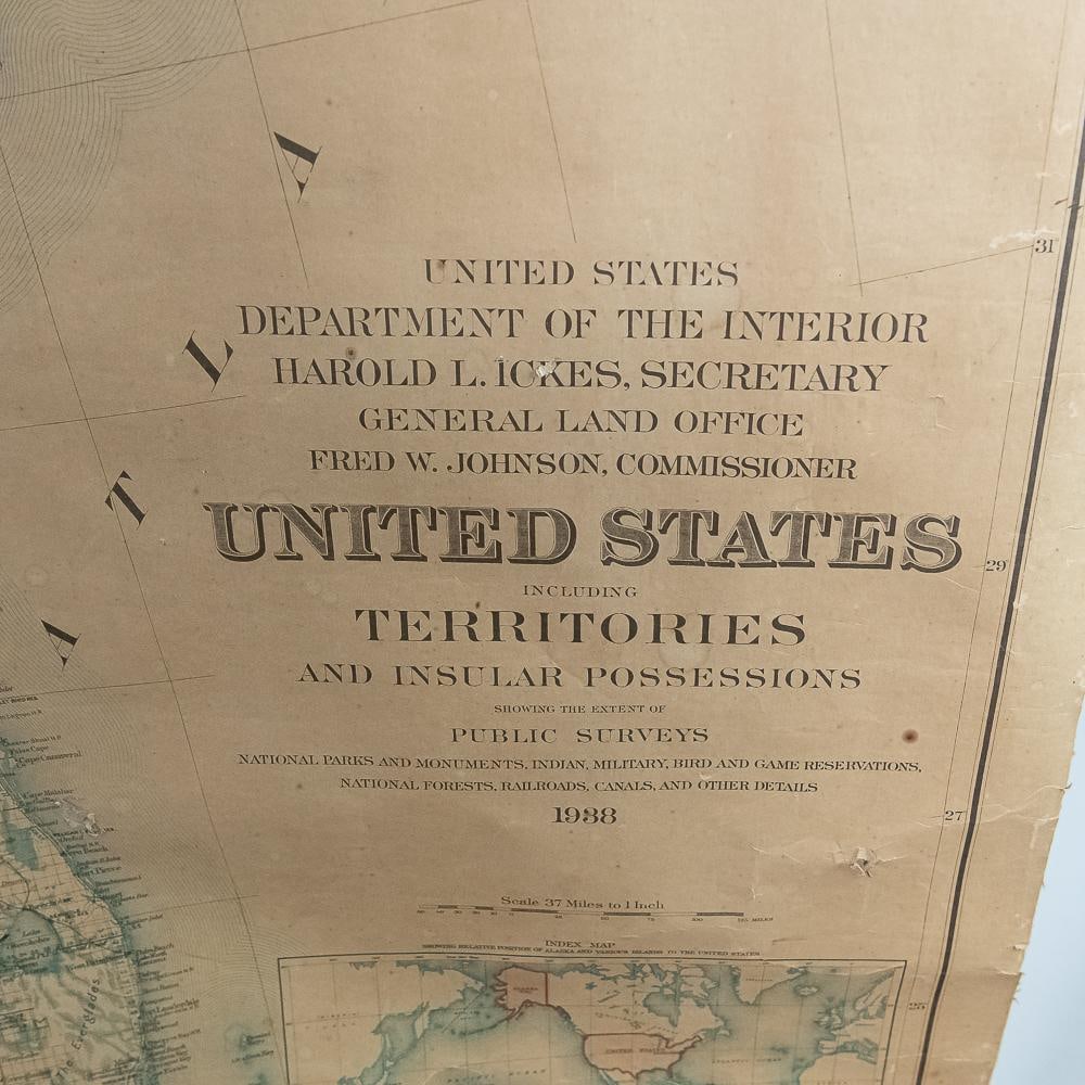 1938 US General Land Office Wall Map - 6