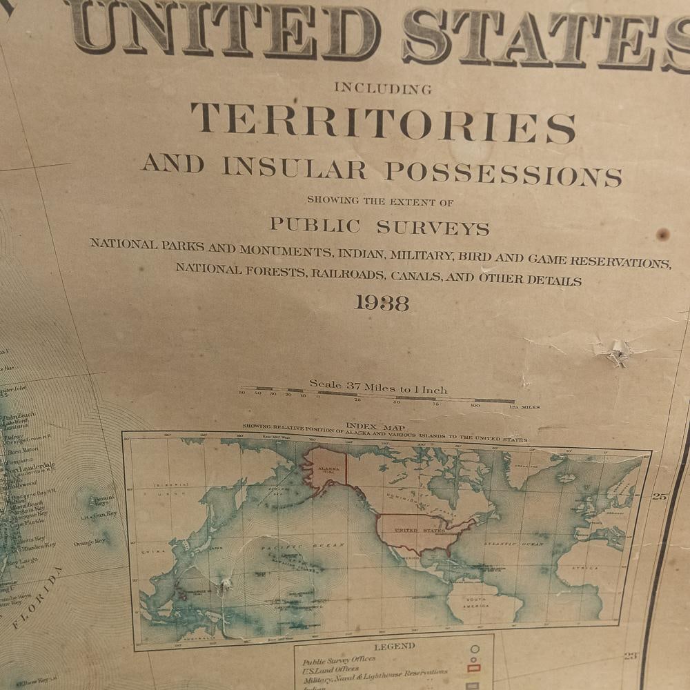 1938 US General Land Office Wall Map - 7