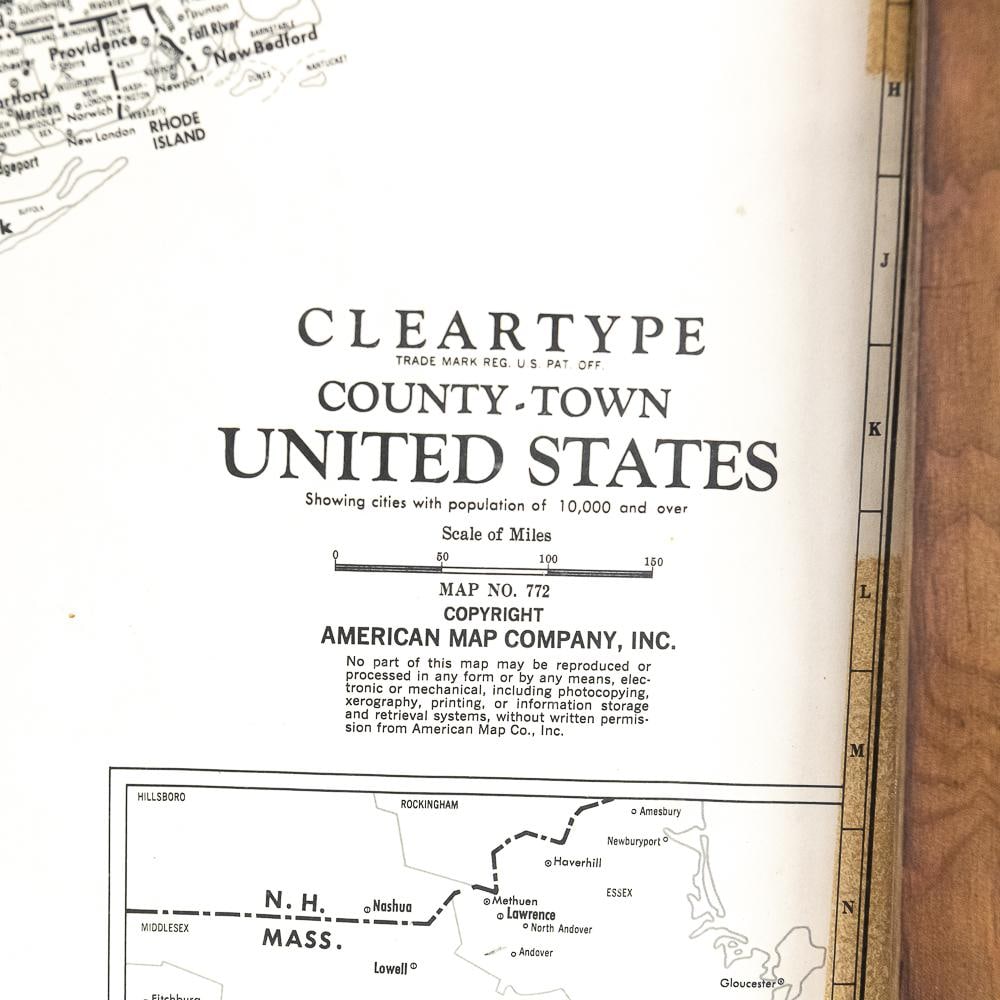 Framed Cleartype County-Town US Map - 2