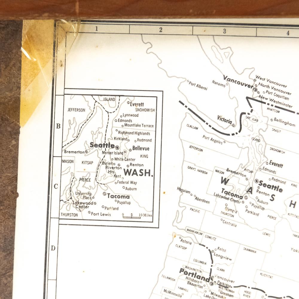 Framed Cleartype County-Town US Map - 8