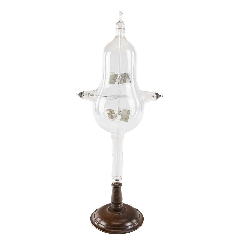 Crookes Radiometer w/ Cathode Ray: This fascinating piece of vintage scientific apparatus is a Crookes Radiometer variant combined with a Cathode Ray / Crookes Tube demonstration element, dating from the late 19th to the very early