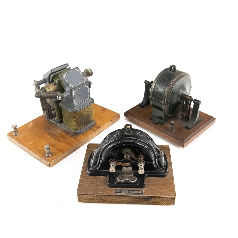Antique Toy & Demonstration Electric Motor Trio: This fascinating trio of antique open-frame electric motors dates from the late 19th to early 20th century, serving as wonderful examples of early electrical engineering used for educational