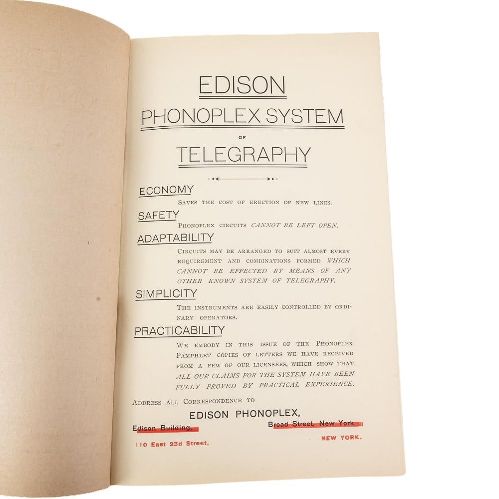 Edison Phonoplex System Book (c.1892) - 3