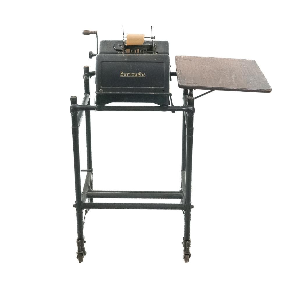 Vintage Burroughs Adding Machine W/Stand - 7